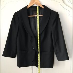 The Limited Vintage Suiting Black Blazer Shawl Collar Ruffle Detail EUC Size M
